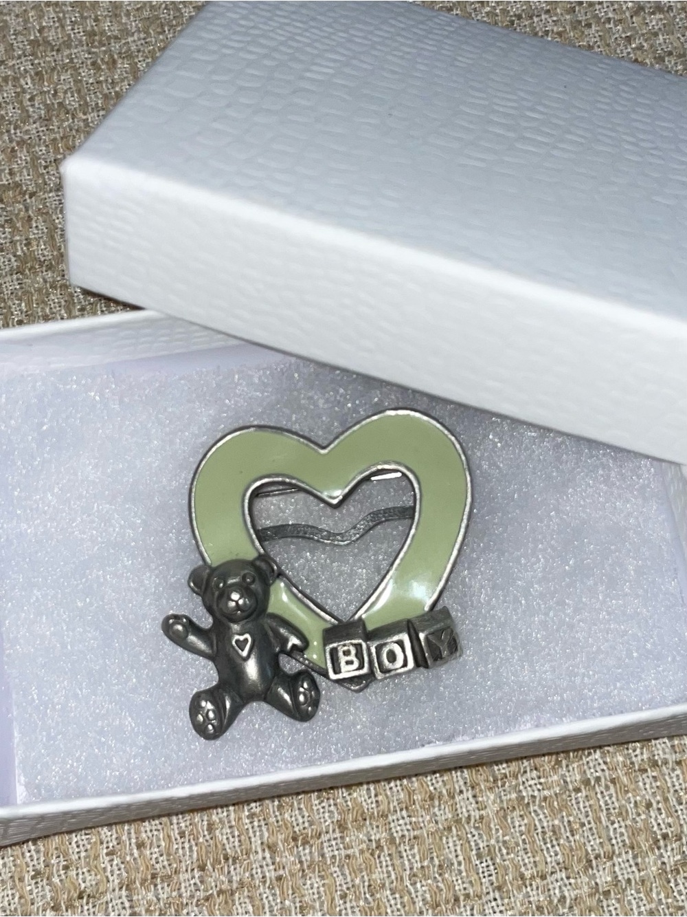 LUCA RAZZA Vintage Pewter Baby Shower Milestone Pin